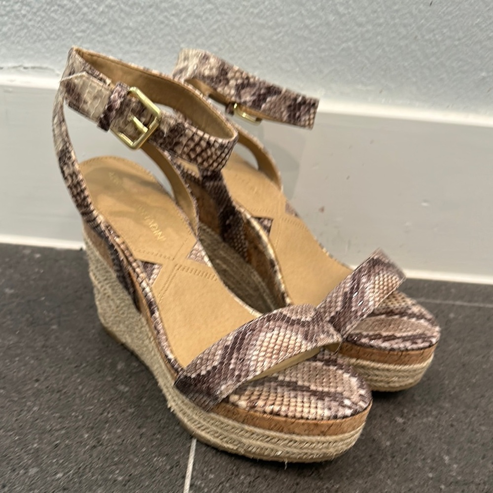 Adrienne Vittadini Snakeskin Platform Wedge Sandals